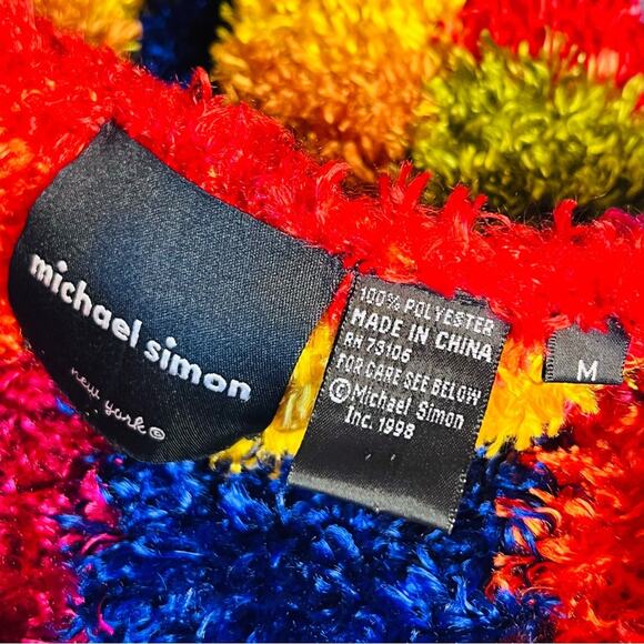 Michael Simon Vintage 90s Women’s Sz M Multicolor Shag Cardigan Sweater Whimsy - Picture 14 of 14